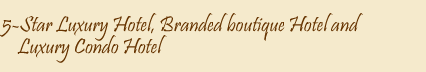 5-Star Luxury Hotel, Branded boutique Hotel and Luxury Condo Hotel